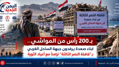 شبكة اليمن الجديد الإعلامية: بـ 200 رأس من المواشي.. أبناء صعدة يرفدون جبهة الساحل الغربي بـ"قافلة النصر الثالثة" تزامناً مع أعياد الثورة