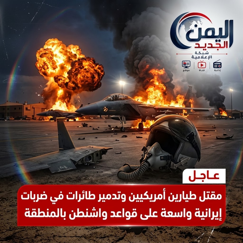 شبكة اليمن الجديد الإعلامية: مقتل طيارين أمريكيين وتدمير طائرات في ضربات إيرانية واسعة على قواعد واشنطن بالمنطقة
