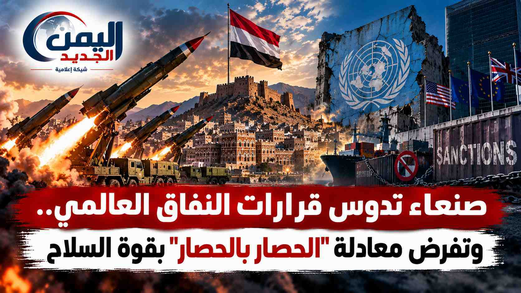 شبكة اليمن الجديد الإعلامية: صنعاء تدوس قرارات النفاق العالمي.. وتفرض معادلة "الحصار بالحصار" بقوة السلاح