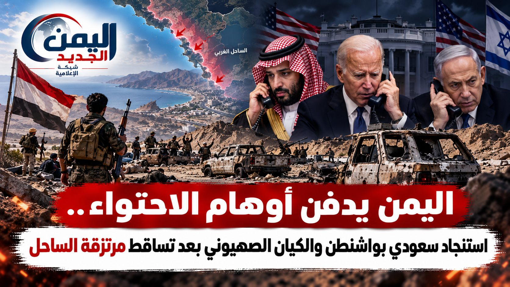 شبكة اليمن الجديد الإعلامية: اليمن يدفن أوهام الاحتواء.. استنجاد سعودي بواشنطن والكيان الصهيوني بعد تساقط مرتزقة الساحل