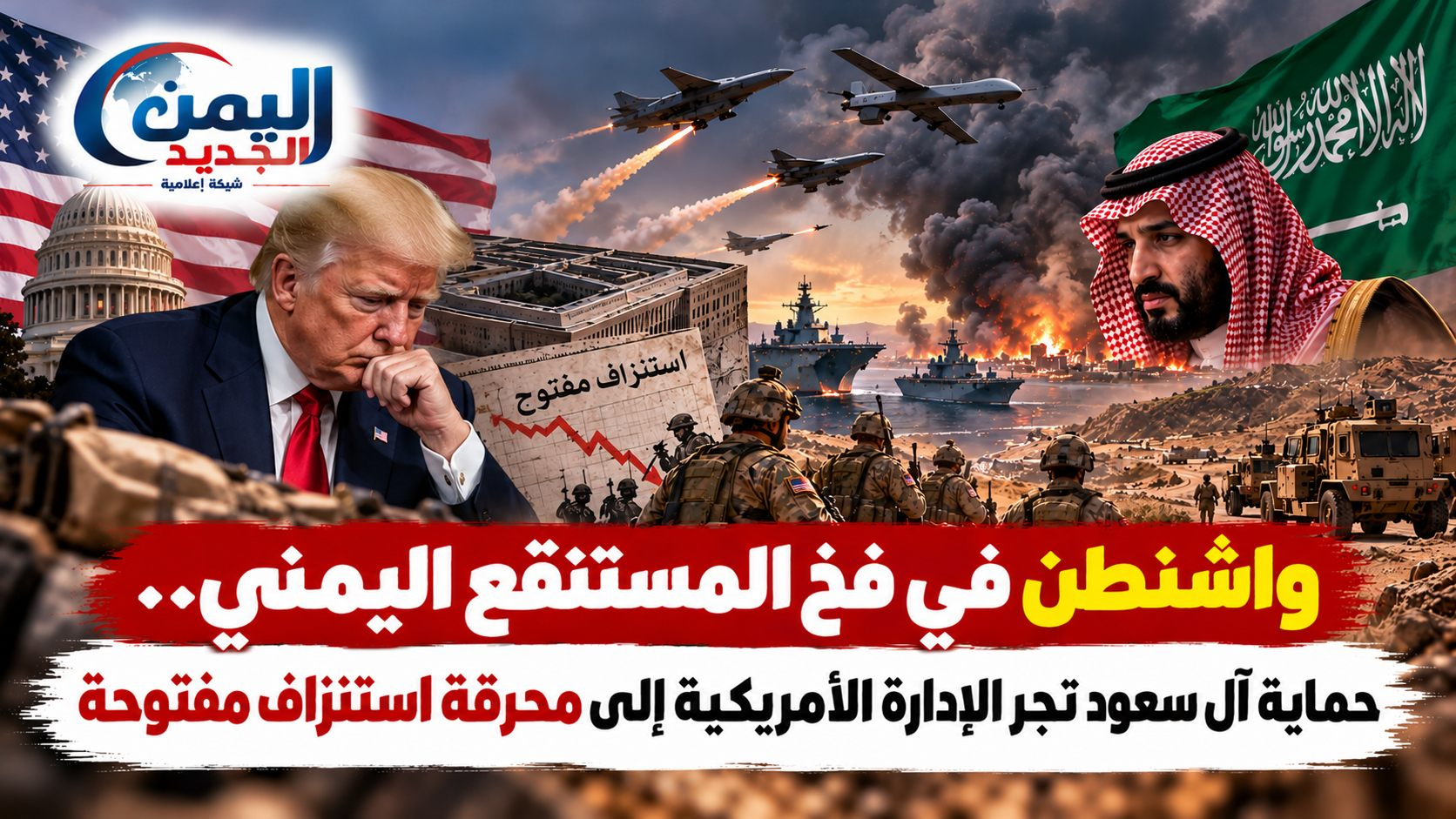 شبكة اليمن الجديد الإعلامية: واشنطن في فخ المستنقع اليمني.. حماية آل سعود تجر الإدارة الأمريكية إلى محرقة استنزاف مفتوحة